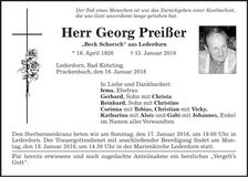 Traueranzeige Georg Preißer