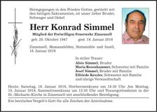 Traueranzeige Konrad Simmel