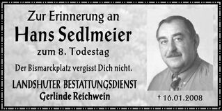 Traueranzeige Hans Selmeier