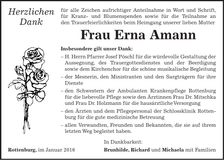Traueranzeige Erna Amann