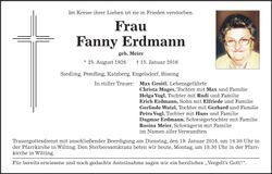 Traueranzeige Fanny Erdmann