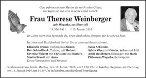 Traueranzeige Therese Weinberger