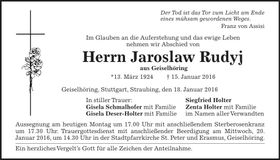 Traueranzeige Jaroslaw Rudyj