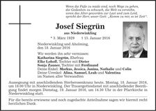 Traueranzeige Josef Siegrün