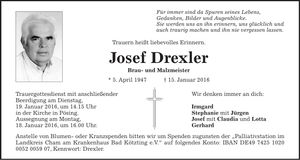 Traueranzeige Josef Drexler