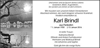 Traueranzeige Karl Brindl