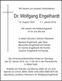 Traueranzeige Wolfgang Engelhardt
