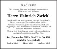 Traueranzeige Heinrich Zwickl