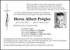 Traueranzeige Albert Prögler