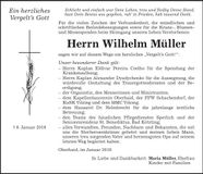 Traueranzeige Wilhelm Müller