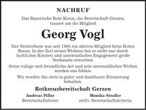 Traueranzeige Georg Vogl