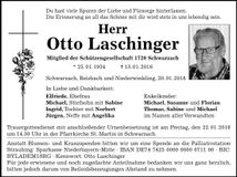 Traueranzeige Otto Laschinger