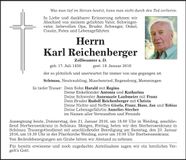Traueranzeige Karl Reichenberger