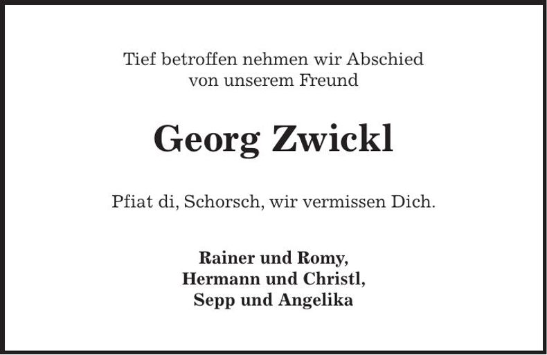 Traueranzeige Georg Zwickl