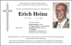 Traueranzeige Erich Heinz