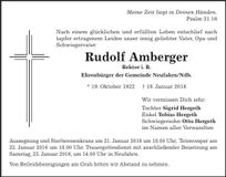 Traueranzeige Rudolf Amberger