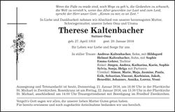 Traueranzeige Therese Kaltenbacher