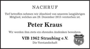 Traueranzeige Peter Kraus