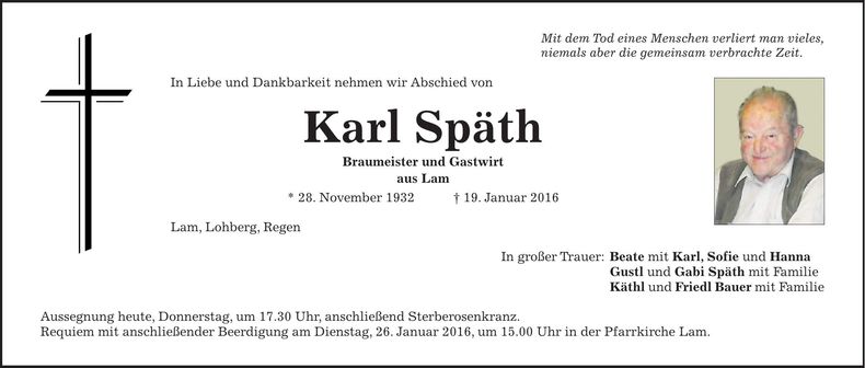 Traueranzeige Karl Späth