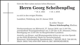 Traueranzeige Georg Scheibenpflug