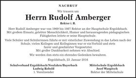 Traueranzeige Rudolf Amberger