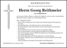 Traueranzeige Georg Reithmeier