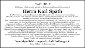 Traueranzeige Karl Späth