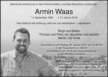 Traueranzeige Armin Waas