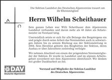 Traueranzeige Wilhelm Scheithauer
