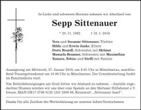 Traueranzeige Sepp Sittenauer