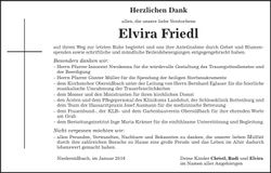 Traueranzeige Elvira Friedl