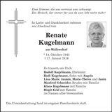 Traueranzeige Renate Kugelmann