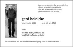 Traueranzeige Gerd Heinicke