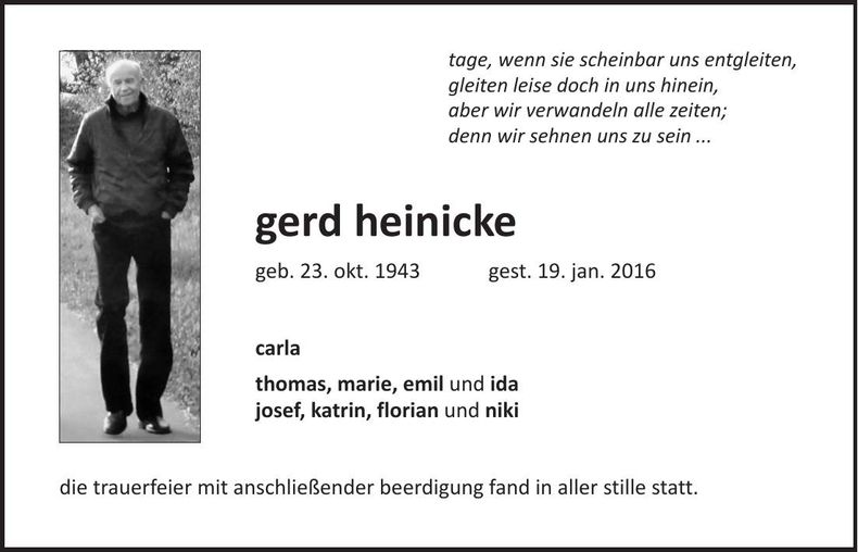 Traueranzeige Gerd Heinicke