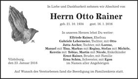 Traueranzeige Otto Rainer