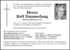 Traueranzeige Rolf Daumerlang