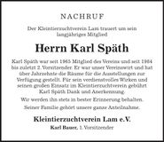 Traueranzeige Karl Späth