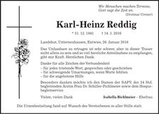 Traueranzeige Karl-Heinz Reddig
