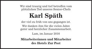 Traueranzeige Karl Späth