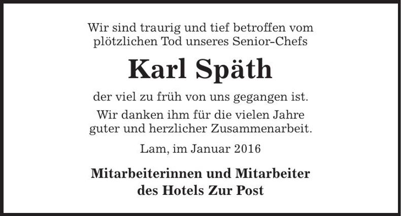 Traueranzeige Karl Späth