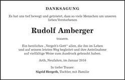 Traueranzeige Amberger Rudolf
