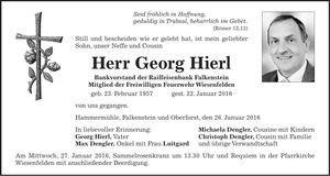 Traueranzeige Georg Hierl