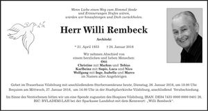 Traueranzeige Rembeck Willi