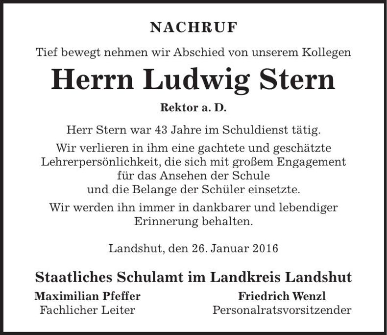 Traueranzeige Ludwig Stern