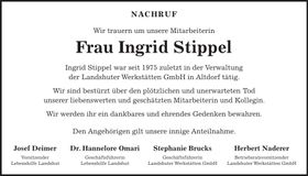 Traueranzeige Ingrid Stippel