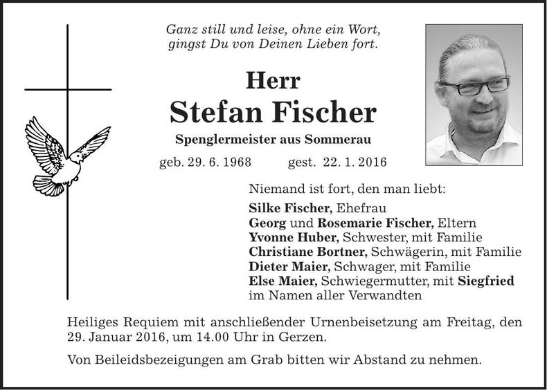 Traueranzeige Stefan Fischer