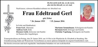 Traueranzeige Edeltraud Gerl