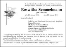 Traueranzeige Roswitha Semmelmann