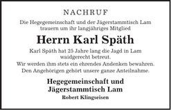 Traueranzeige Karl Späth