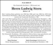 Traueranzeige Ludwig Stern